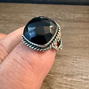 Black Onyx Square 925 Sterling Silver Ring